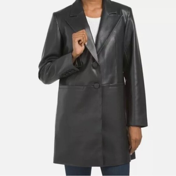 New! BCBGMax Azria Vegan Leather Oversized Blazer Jacket‎ - Picture 1 of 8